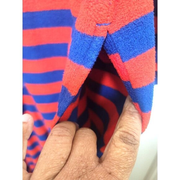 NICK & NORA Adult Sock Monkey Footed Onesie Pajamas Red & Blue Stripes Size L - Picture 6 of 15